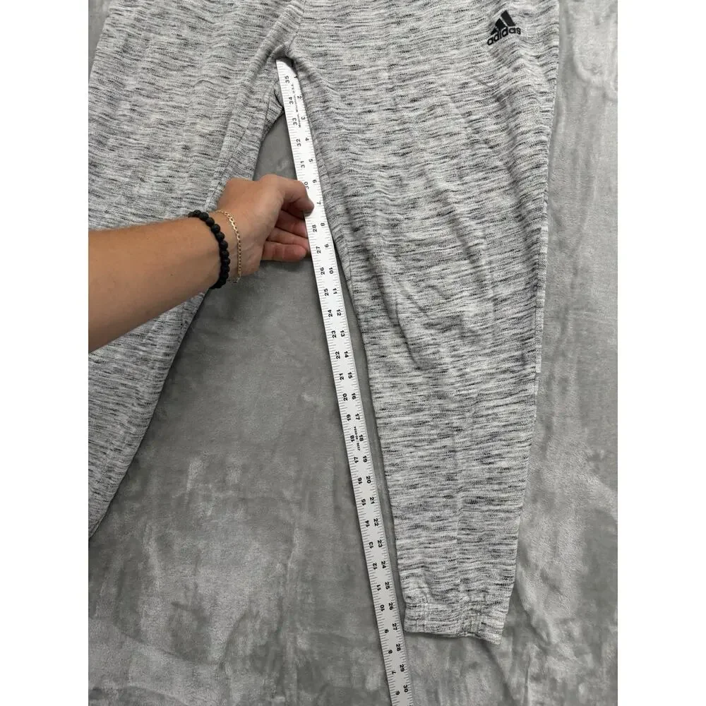 Adidas Men's Gray Space Dye Knit Jogger Sweatpants Zip Pockets Sz L 100% Cotton